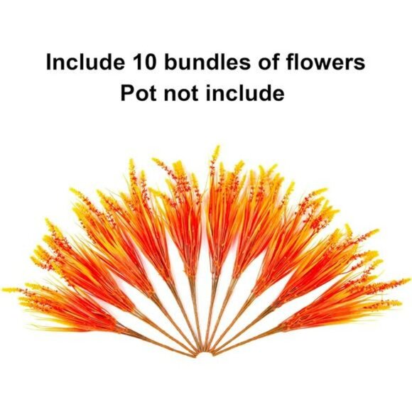 Orange Faux Outdoor Plants UV Resistant Fall Flowers for Porch Patio Window Box - Picture 3 of 8